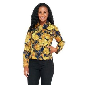 Isaac Mizrahi Live! Denim Jacket with Floral Print